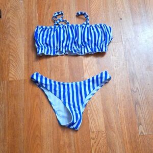 Small Blue and White Striped Shein Bikini